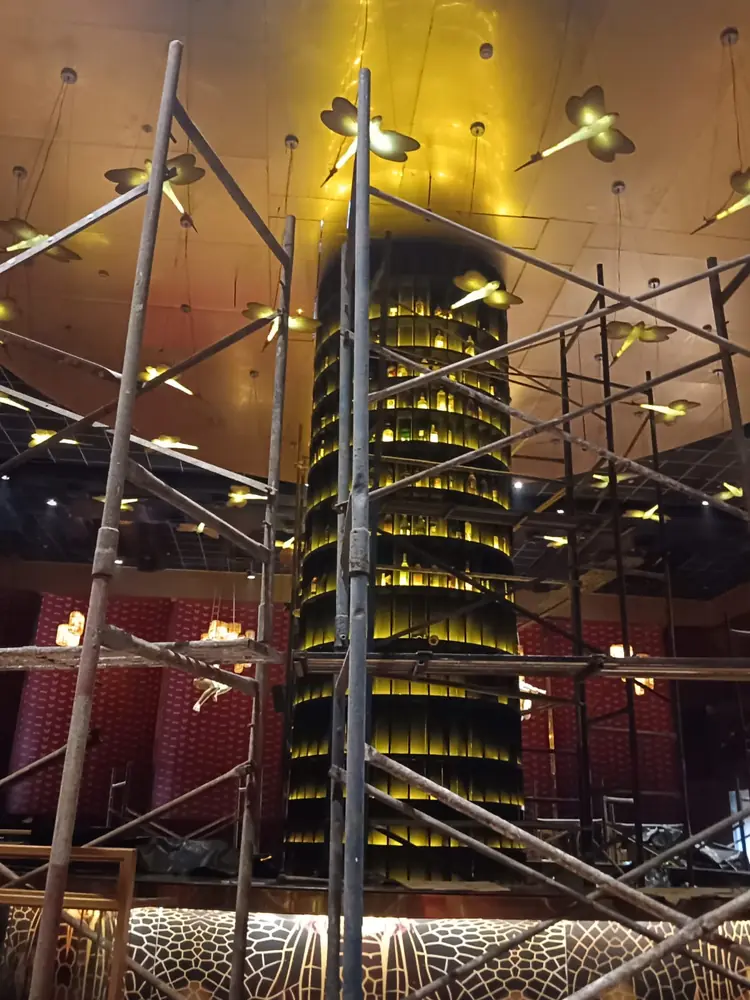 Scaffolding inside a commercial retail interior