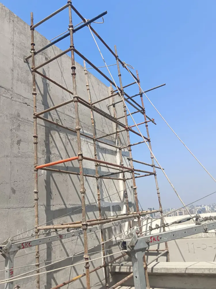 Scaffold structure installed for exterior wall access